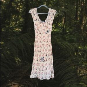 Vintage 90s Y2K Betsey Johnson New York Sheer Floral Milkmaid Slip Dress